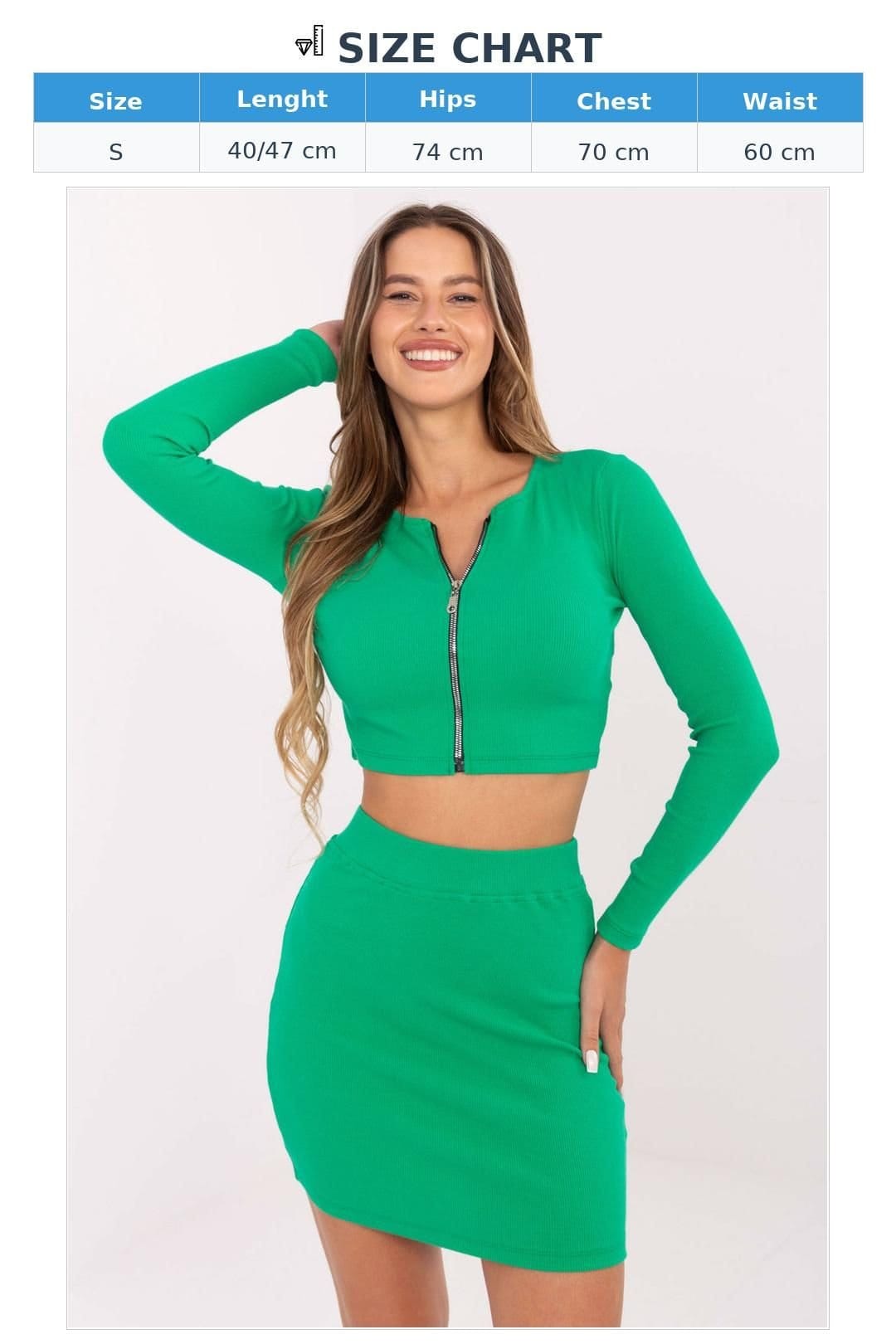 Love Lace Love Lace Women's Striped Cotton Elastane Blouse & Skirt Set in Green - 4