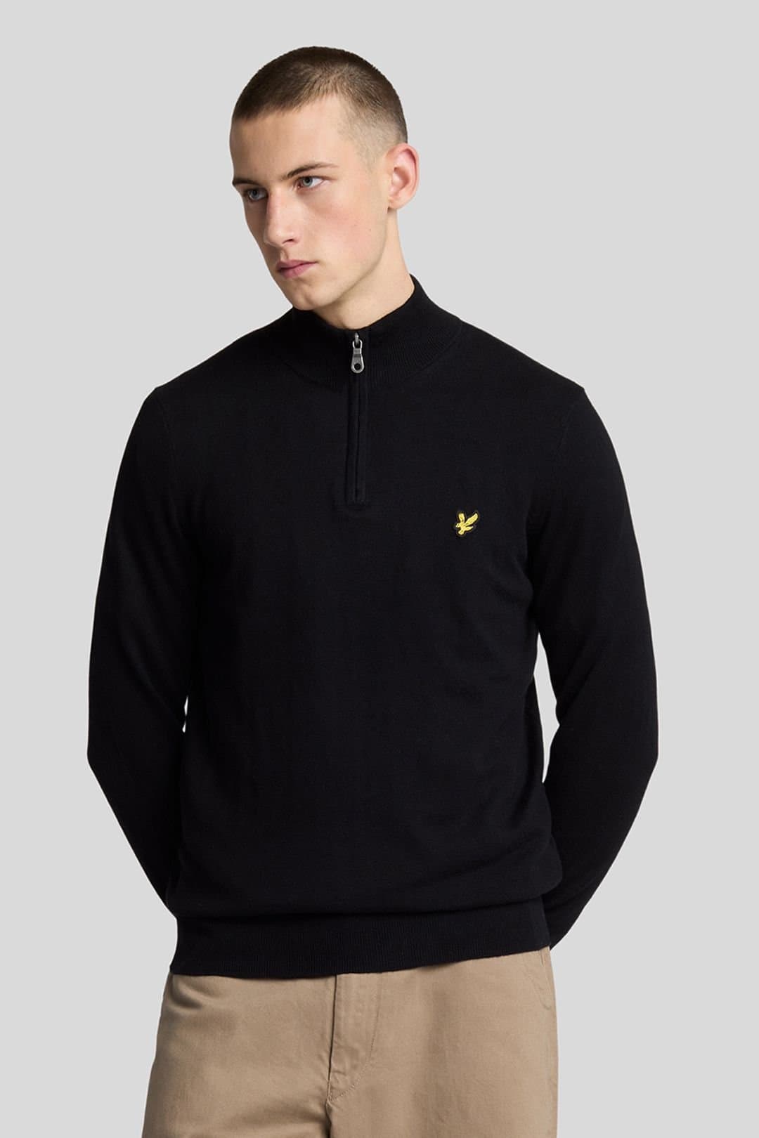 Lyle & Scott Lyle & Scott Men's Cotton Merino Quarter Zip Jumper Jet Black