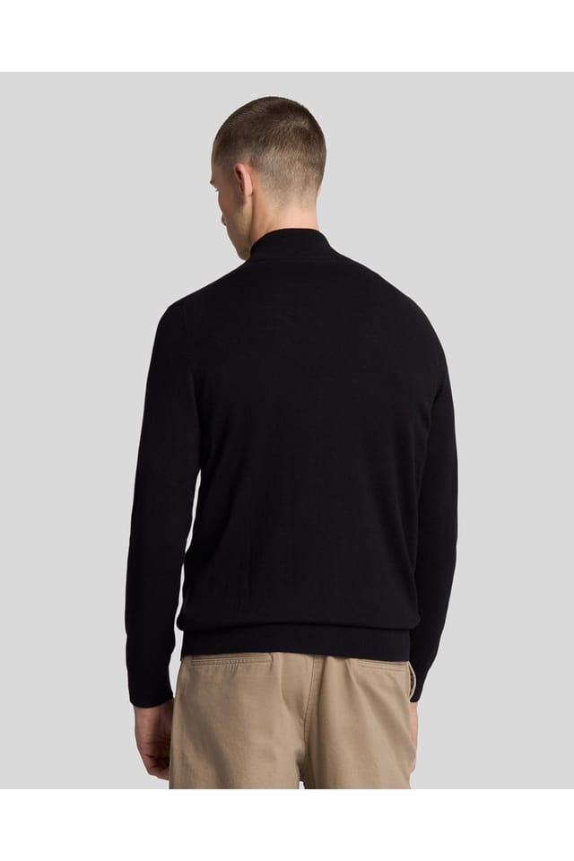 Lyle & Scott Lyle & Scott Men's Cotton Merino Quarter Zip Jumper Jet Black - 3