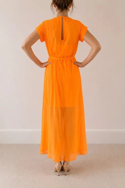 ASOS Design ASOS Design/Pleated Raw Edge Maxi Dress/Neon Orange/Size 10/RRP £50