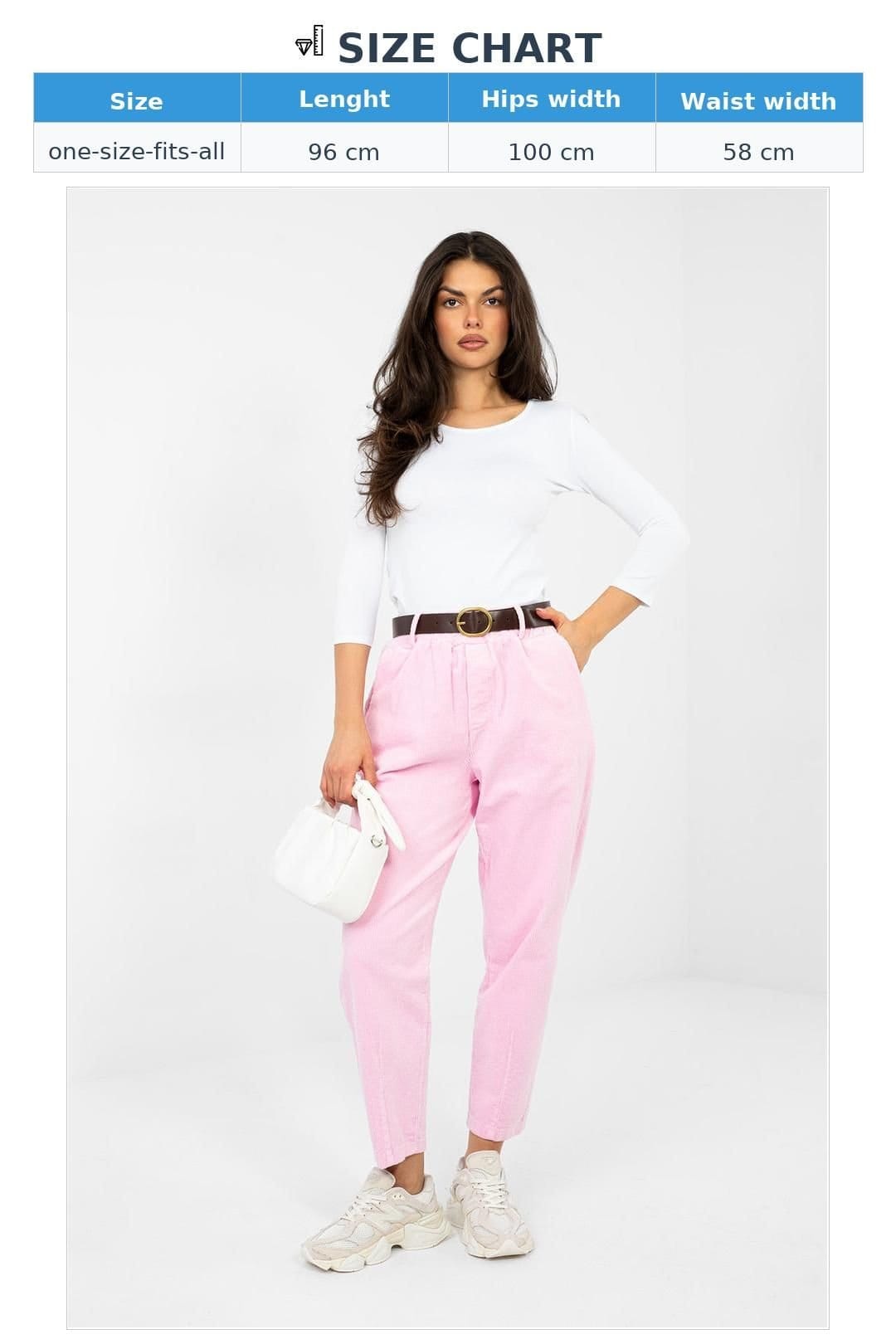 Love Lace Love Lace Women's Corduroy Carrot High Waist Trousers in Pink - 4