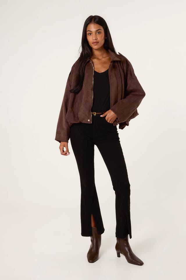 Blue Vanilla Blue Vanilla Women's Brown Suedette Puffball Jacket - 3