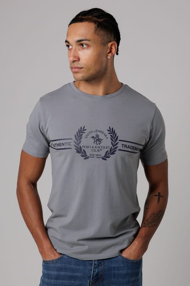 Santa Barbara Polo & Racquet Club Santa Barbara Polo & Racquet Club Men's 2 Pack Cotton Rich Stretch T-Shirts in Navy - 2