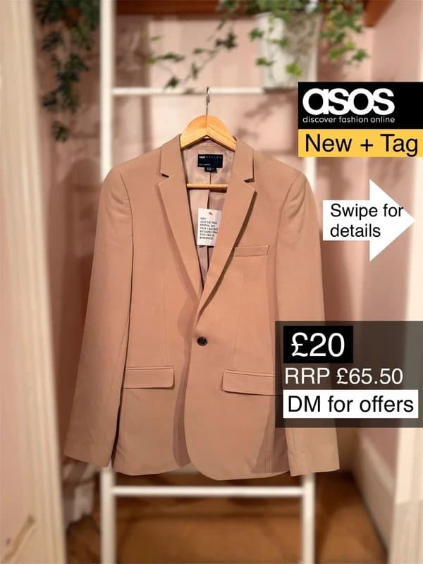 ASOS New Camel Slim Suit Blazer - Size 34”