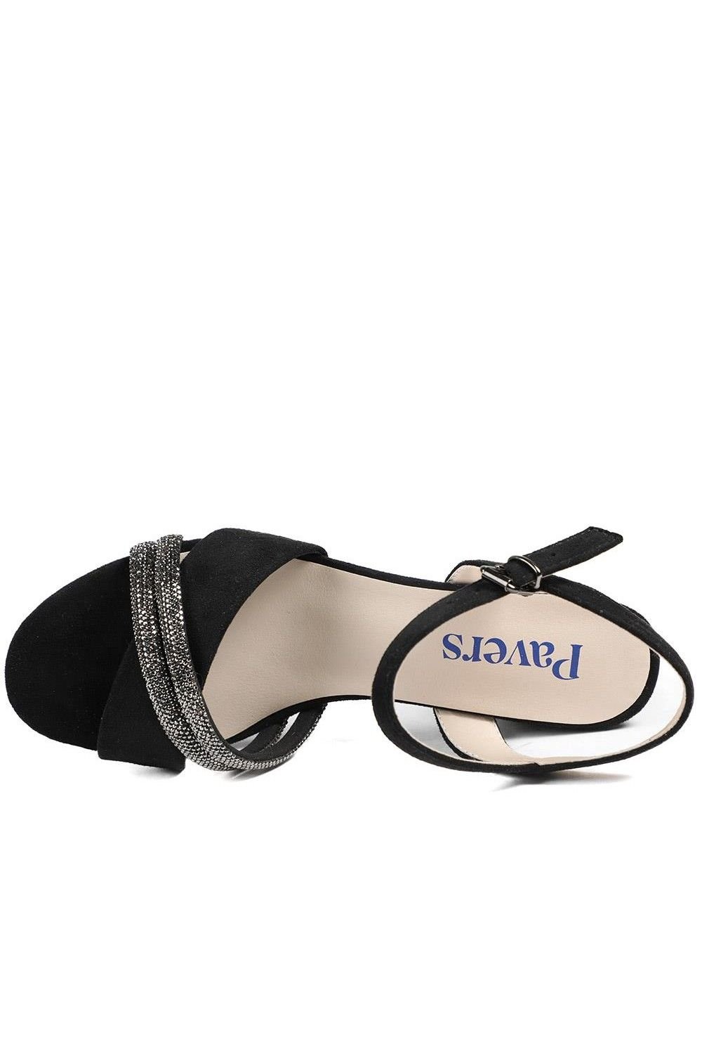 Pavers Pavers Women's Block Heel Embellished Toe Sandals in Black - 4