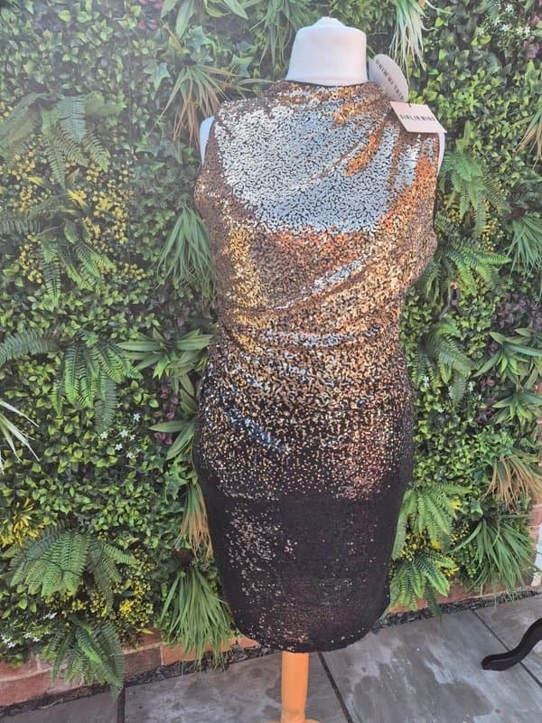 Girl in Mind Girl in mind black and gold ombre sequin festival dress size 16