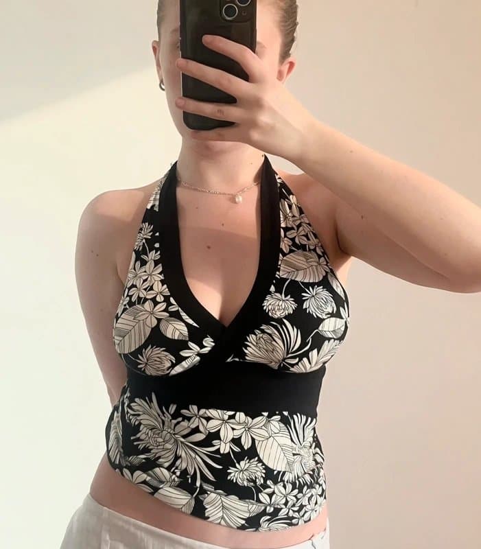 New Look vintage / y2k new look floral halter neck top - size 12