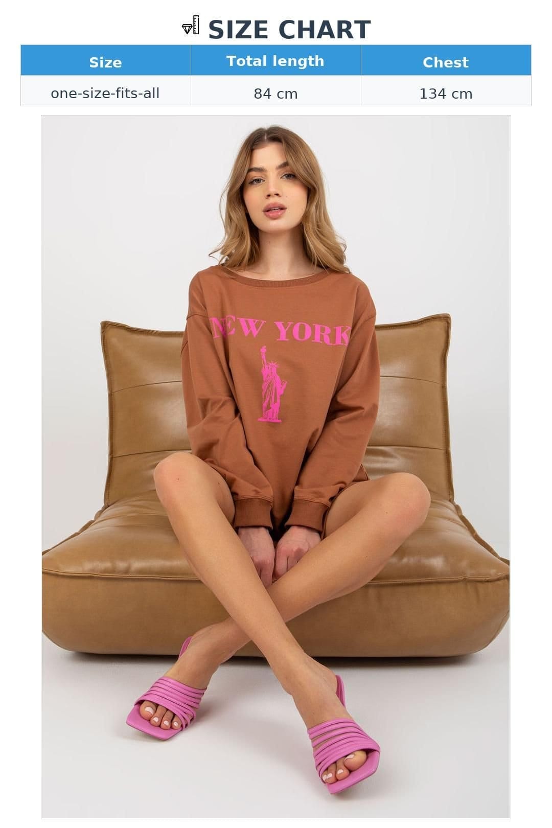 Love Lace Love Lace Women's Oversized Casual Printed Long Sleeve Sweatshirt in Brown - 4