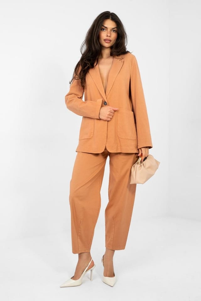 Love Lace Love Lace Women's Paris Rue Cotton Denim Blazer with Elastane in Terracotta - 3