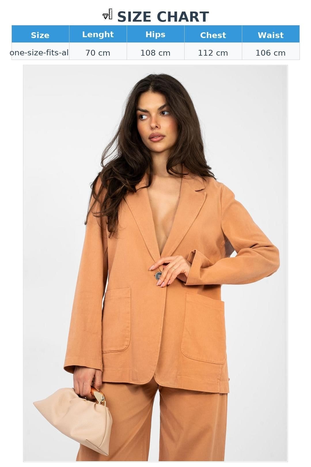 Love Lace Love Lace Women's Paris Rue Cotton Denim Blazer with Elastane in Terracotta - 4