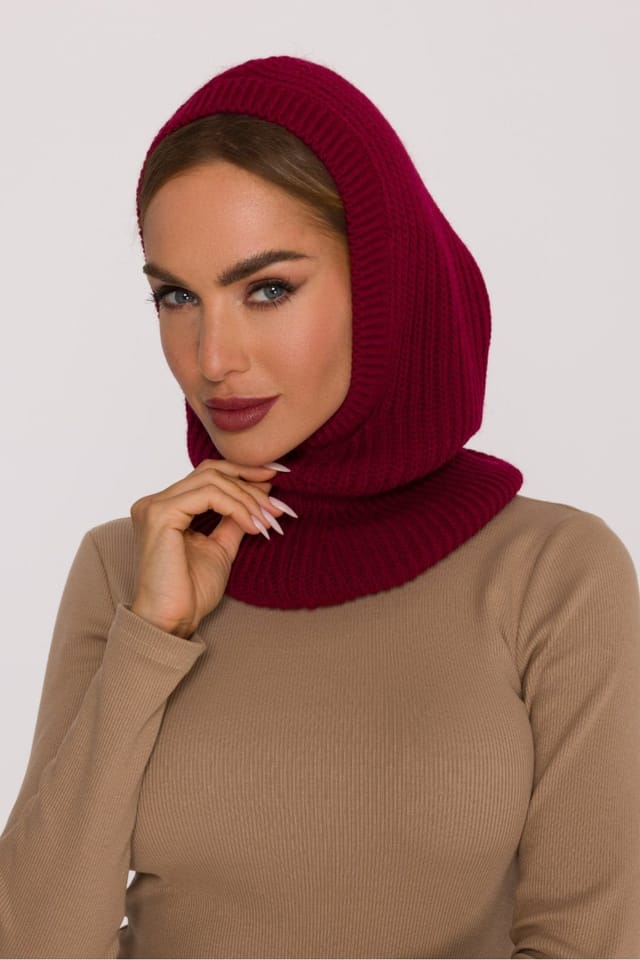 Love Lace Love Lace Women's Balaclava Hat Warm Fleece Ski Winter Face Cover Neck Hood in Burgundy - 2