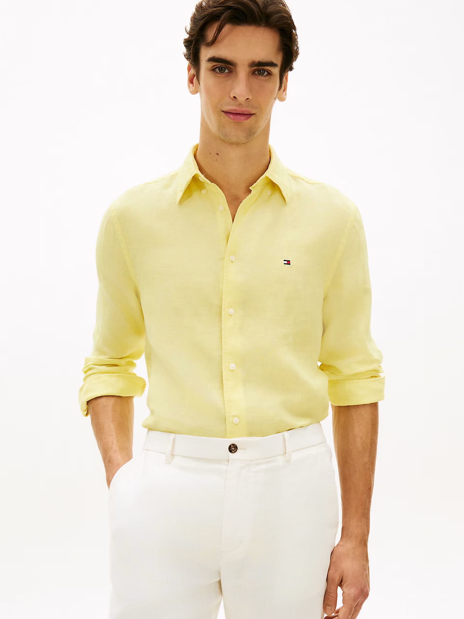 ASOS Tommy Hilfiger Regular fit washed pure linen shirt in light yellow