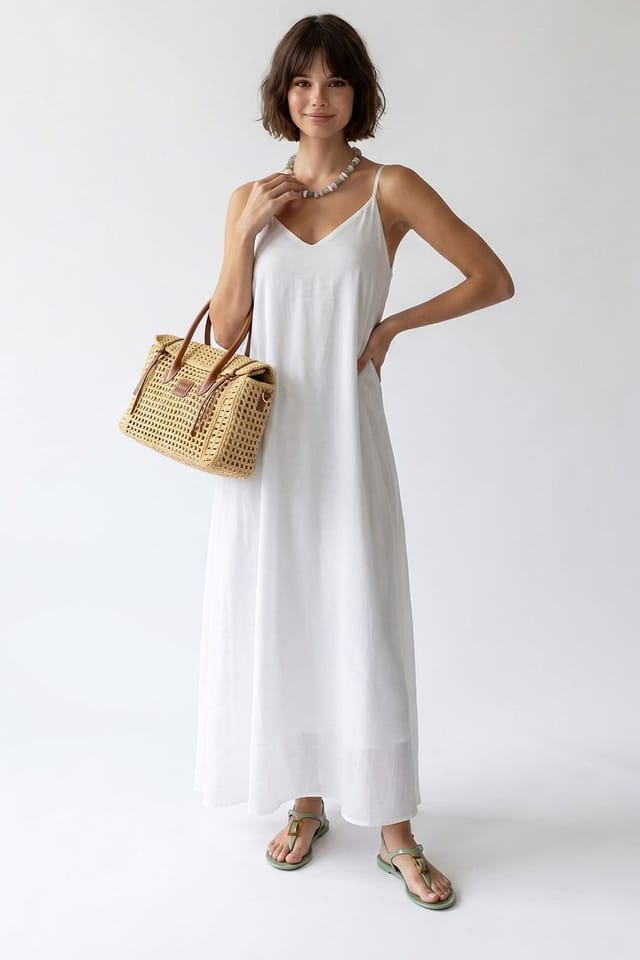 MixRay MixRay Women's Sleeveless A-line Maxi Dress in White - 2