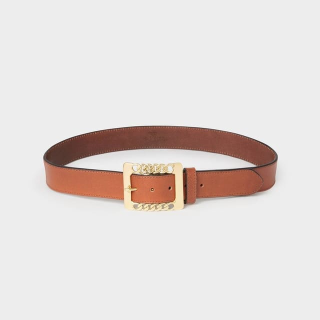 OSPREY LONDON OSPREY LONDON Women's The Chain Buckle Leather Belt in Tan - 3