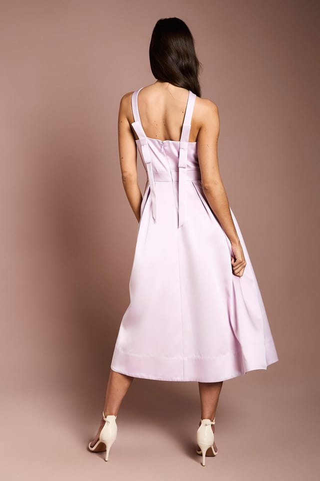 Coast Coast Women's Satin Bow Shoulder Pleated Midi Dress in Lilac - 3