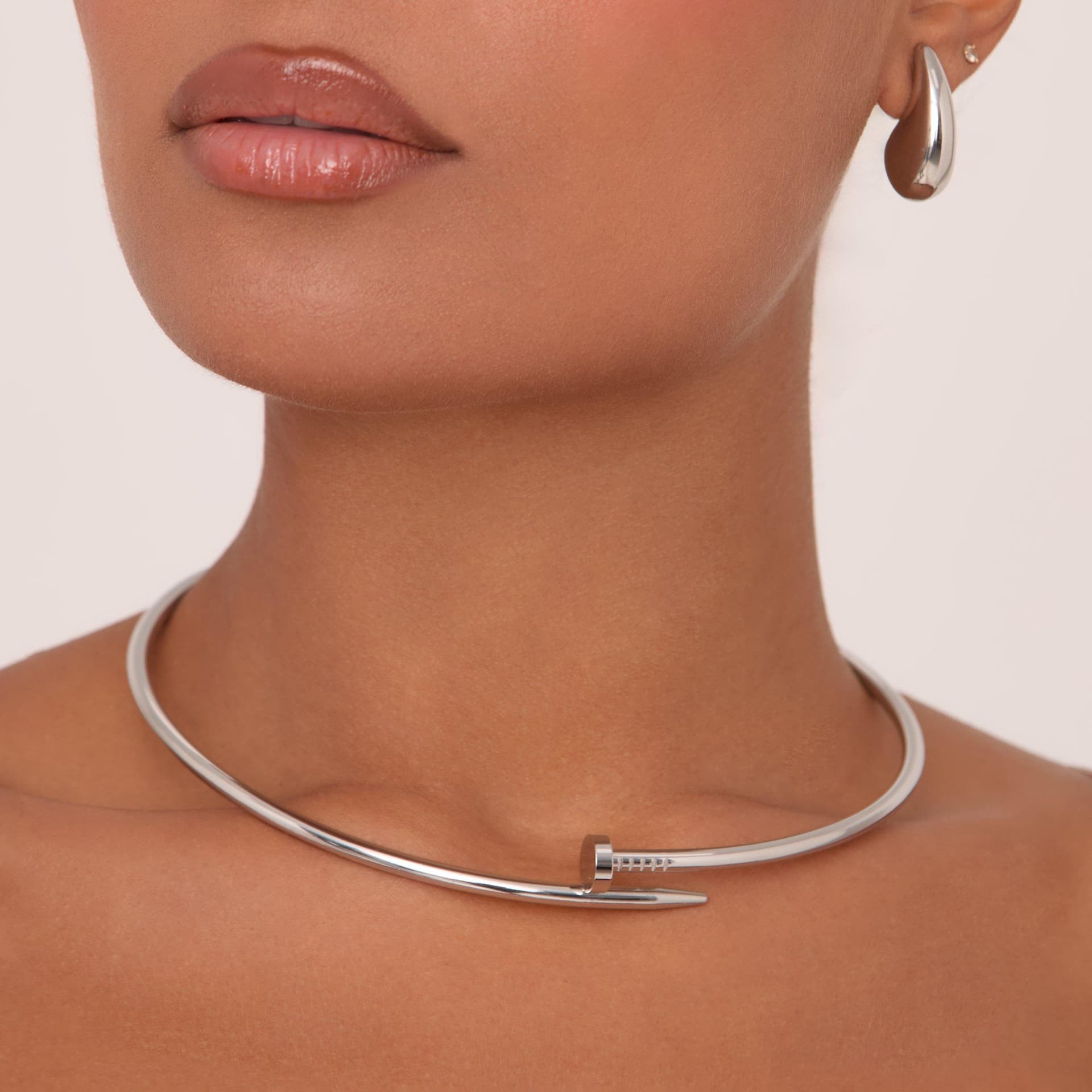 EGO Screw Detail Necklace In Silver, Women's Size UK One Size