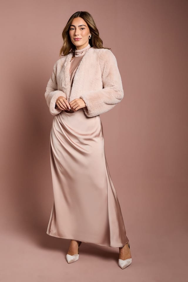 Coast Coast Women's Blush Occasion Short Edge To Edge Faux Fur Coat - 2