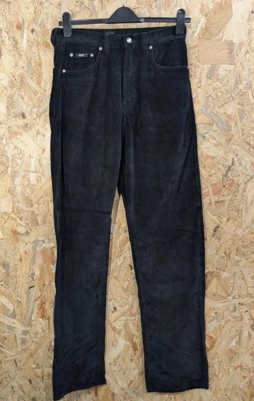 Boss Hugo Boss Cords Trousers W32 L34 Arkansas Black Pants Straight Fit Zip Corduroy