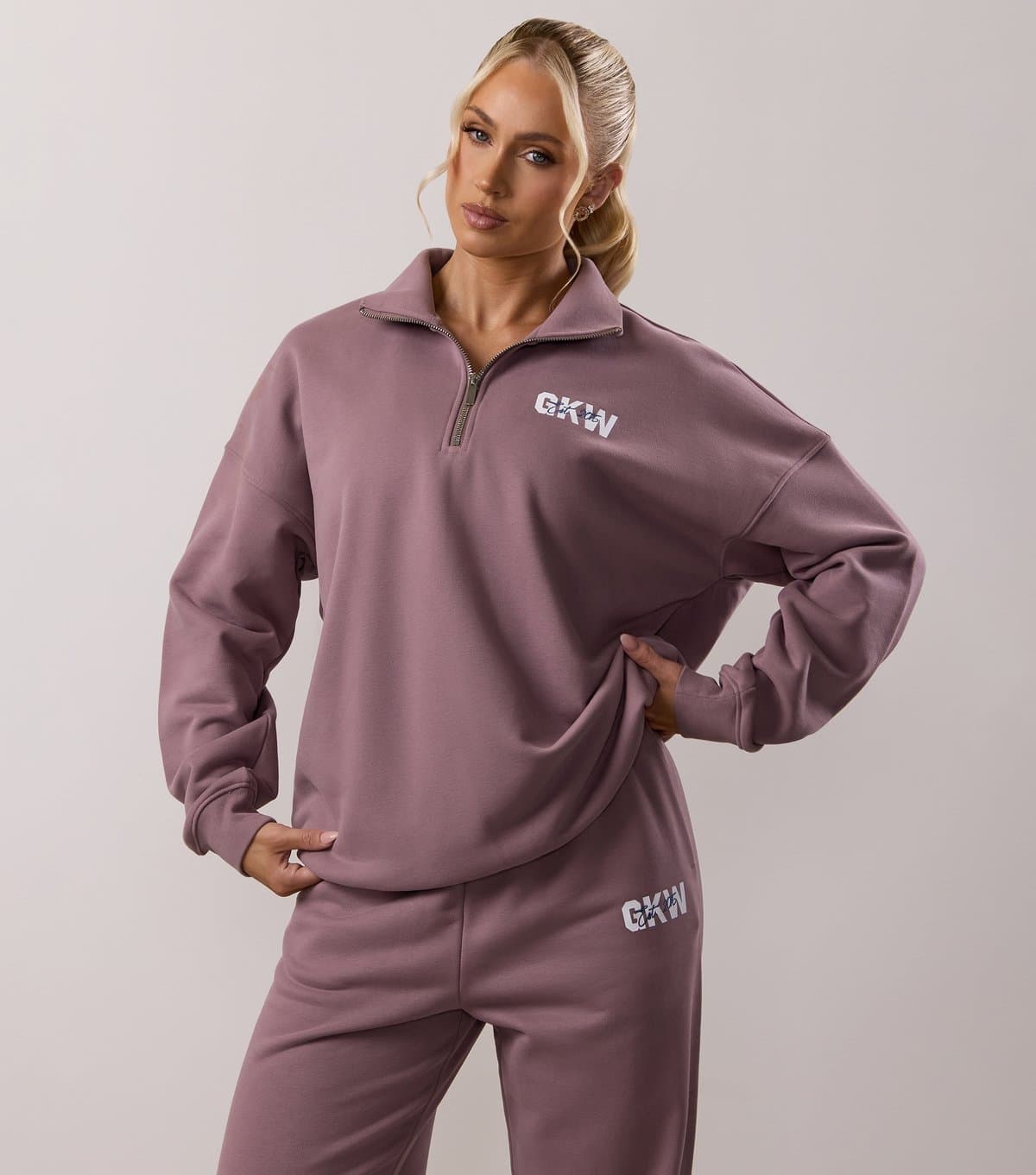Gym King Women's Lilac Quarter Zip Sweatshirt Gym King New Look