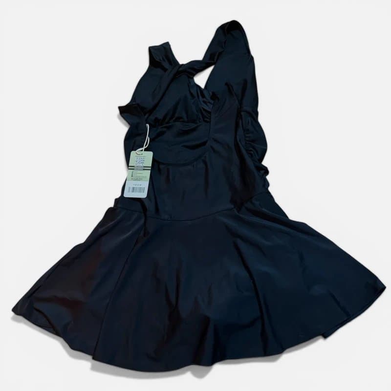 SHEKINI swim dress swimsuit shekini black tummy control uk 10 new skirted one piece upf50+