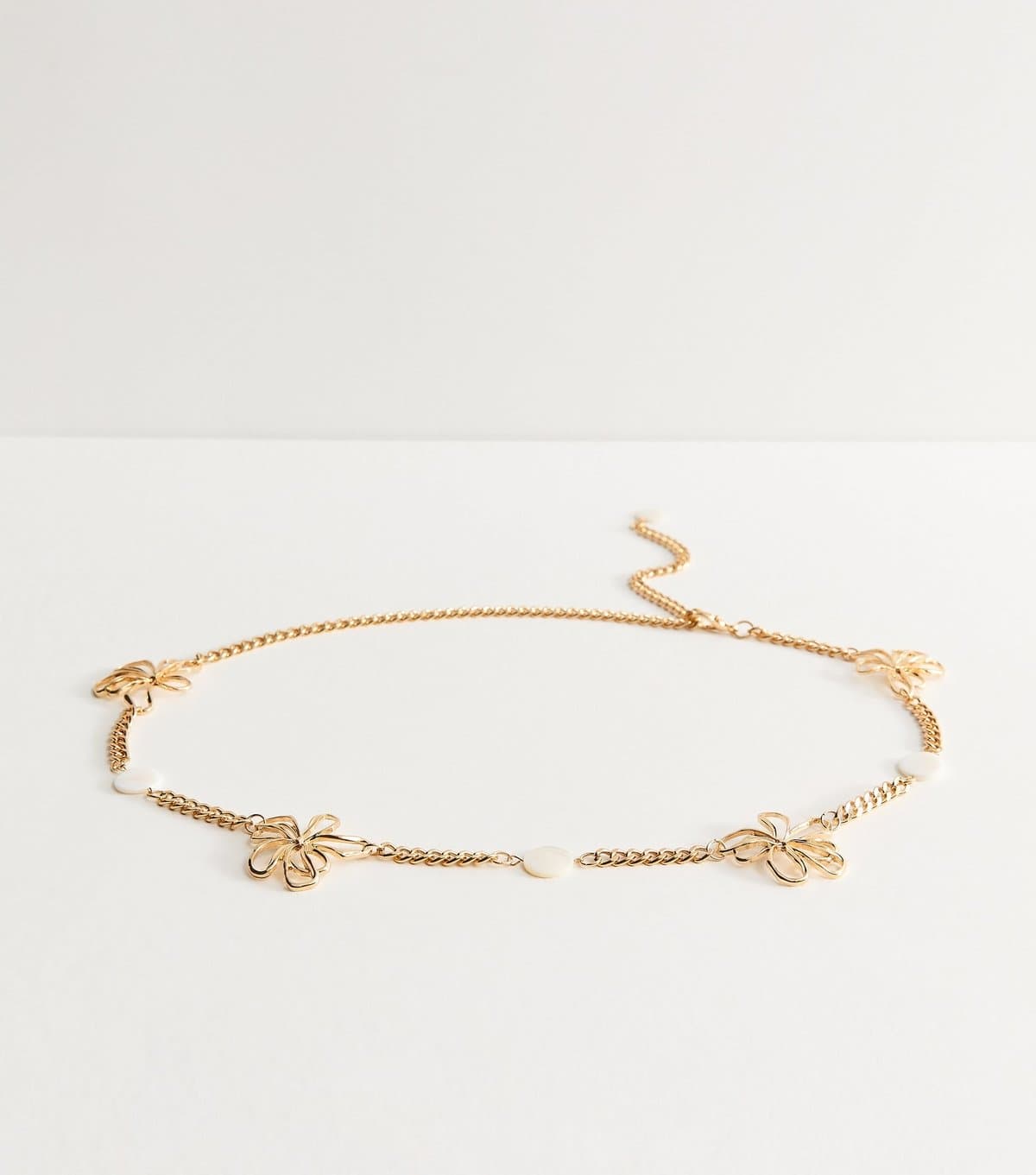 New Look New Look Gold Tone Flower Chain Belt