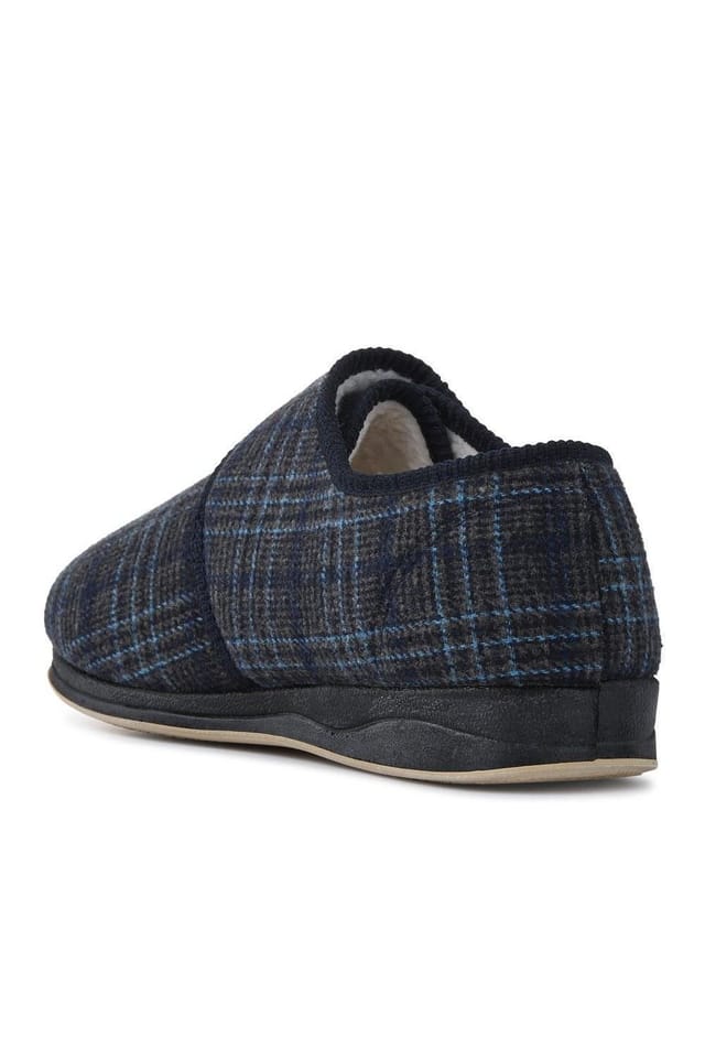 Easyfit Easyfit Men's Extra-Wide Faux-Fur-Lined Slippers in Navy - 3