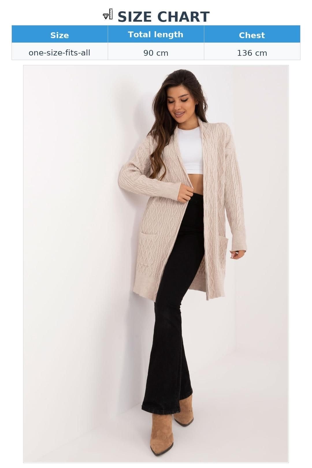 Love Lace Love Lace Women's Long Textured Cardigan Throw On with Pockets in Beige - 4