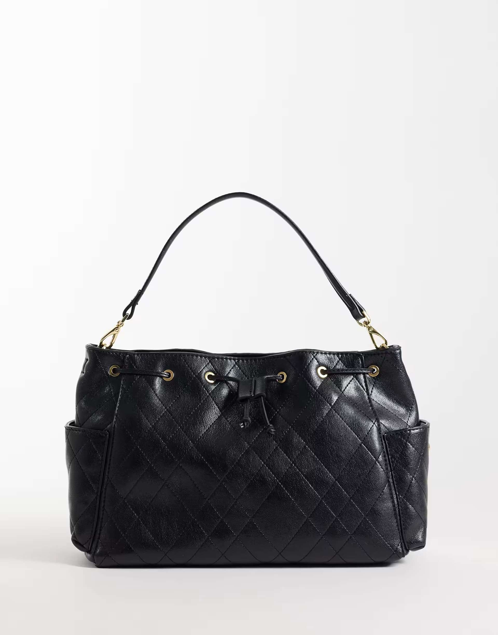 ASOS Mango faux leather quilted shoulder bag in black