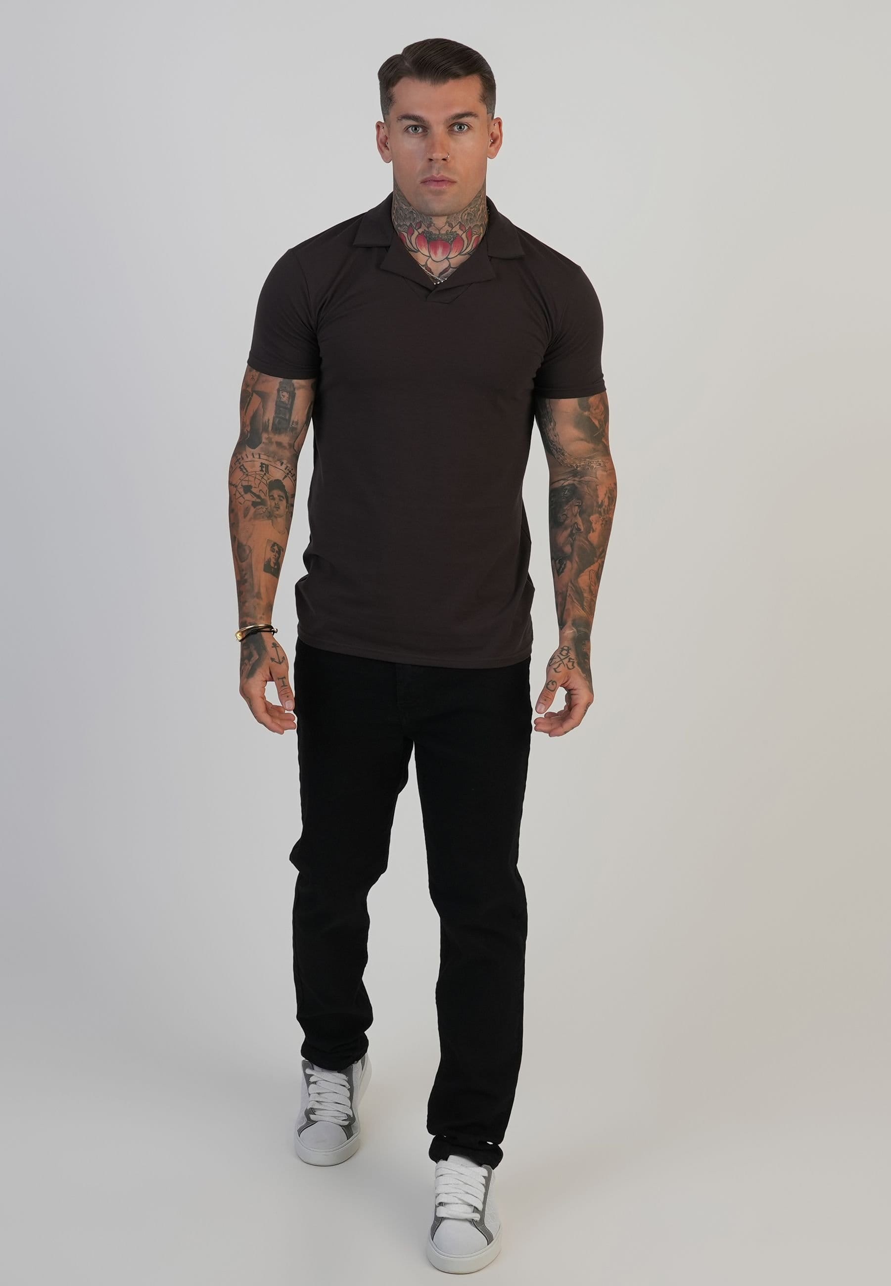 SikSilk SikSilk Men's Revere Polo in Brown - 4
