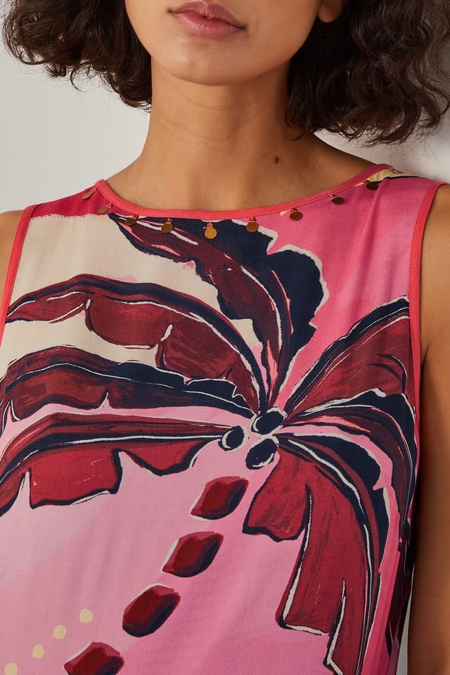 Monsoon Monsoon Women's Alex Palm Print Midi Dress in Pink - 2