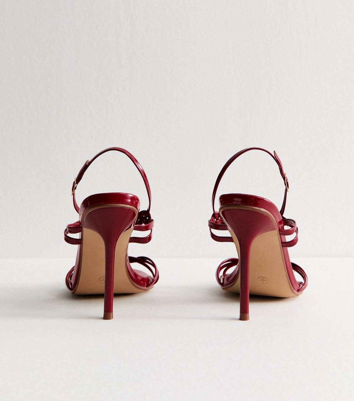 Public Desire Women's Dark Burgundy Eleodora Faux Patent Leather Strappy Sandals Public Desire New Look - 4