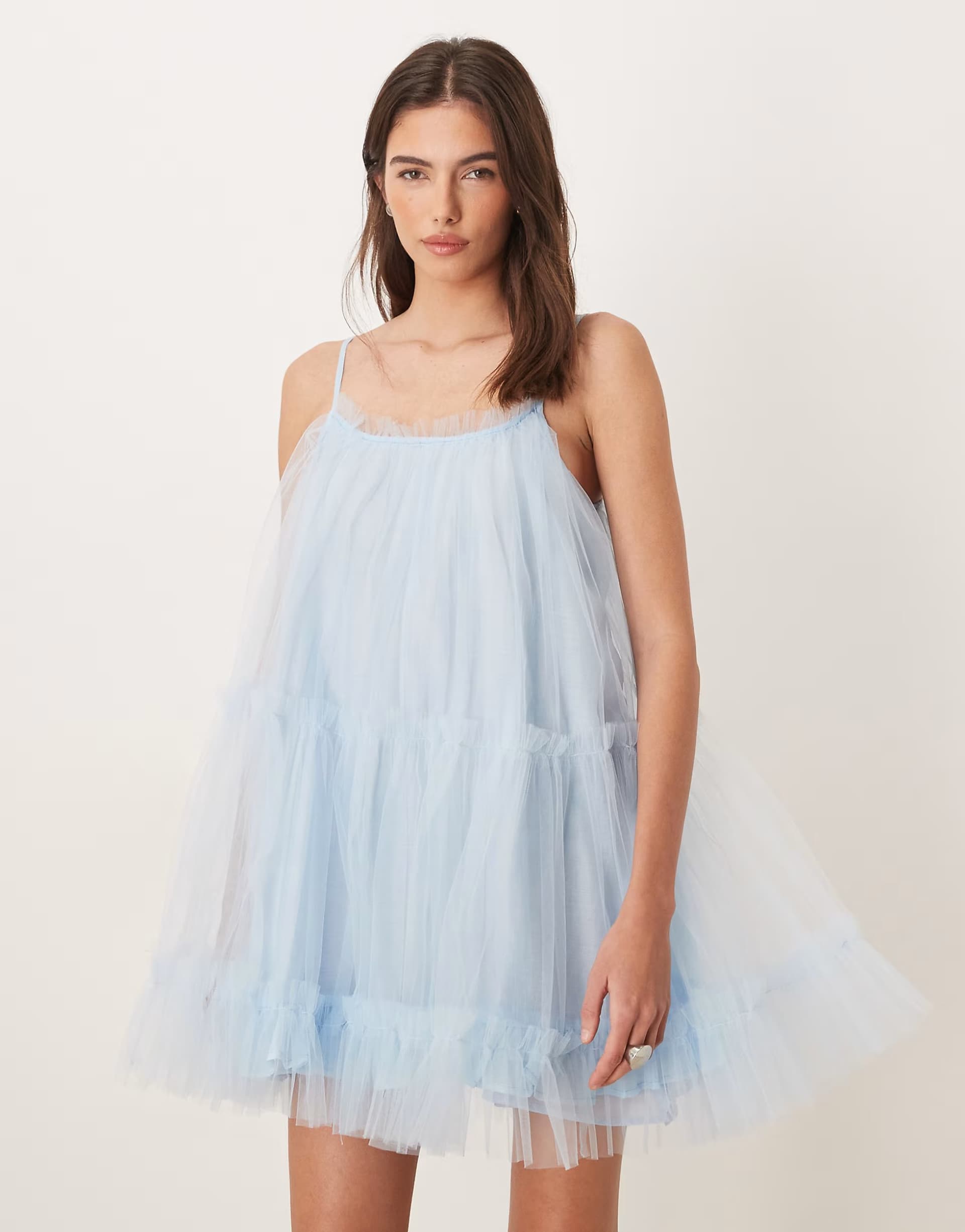 ASOS Sister Jane tulle cami babydoll mini dress in baby blue