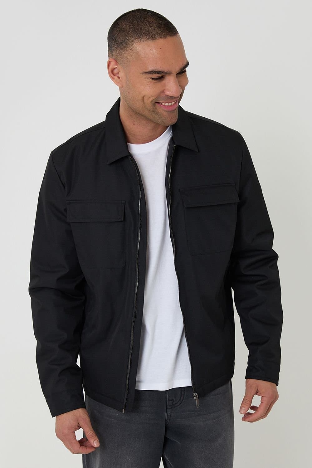 Threadbare Threadbare Men's Showerproof Lightweight Zip Up Jacket in Black