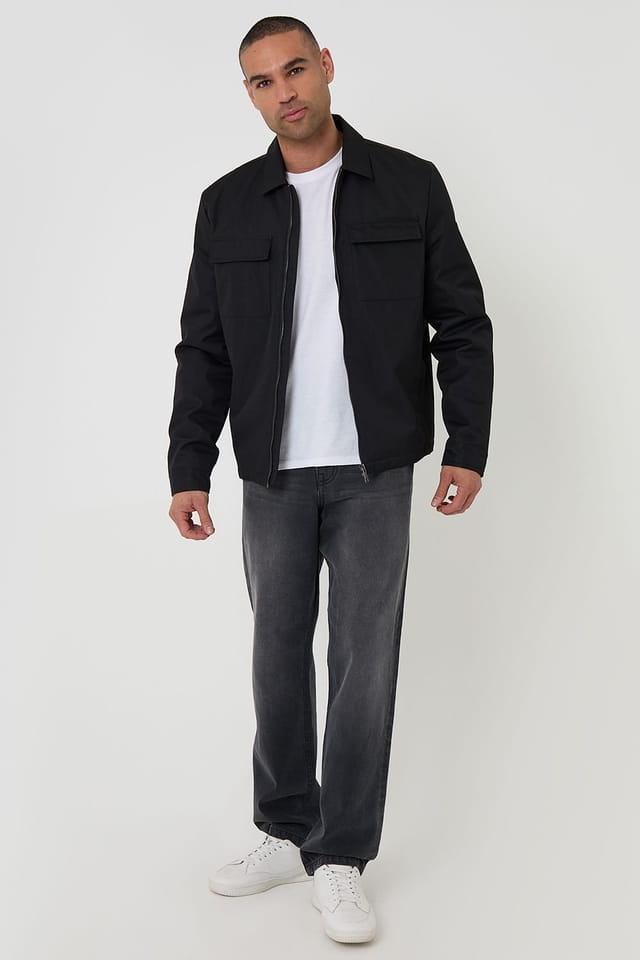 Threadbare Threadbare Men's Showerproof Lightweight Zip Up Jacket in Black - 3