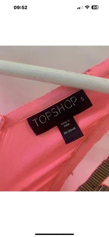 Topshop Neon Pink Beaded Kaftan Dress S Topshop Open Strappy