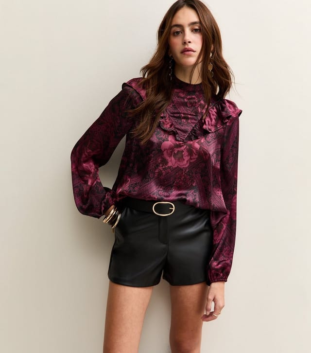 New Look Women's Red Floral Print High Neck Blouse New Look - 2