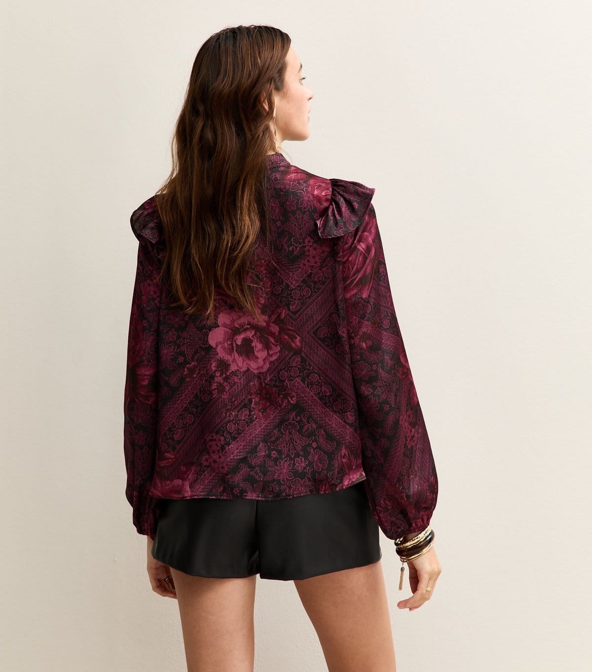 New Look Women's Red Floral Print High Neck Blouse New Look - 4