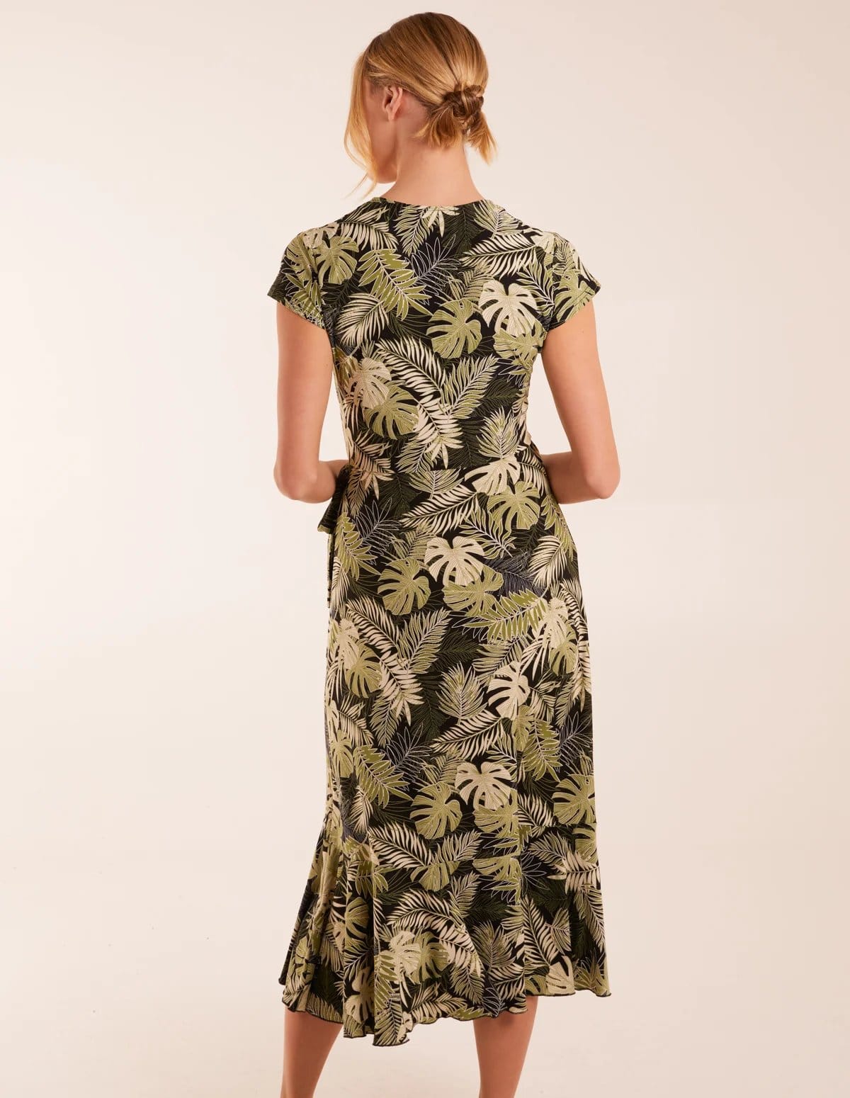 Blue Vanilla Tropical Print Wrap Front Midi Dress - 4