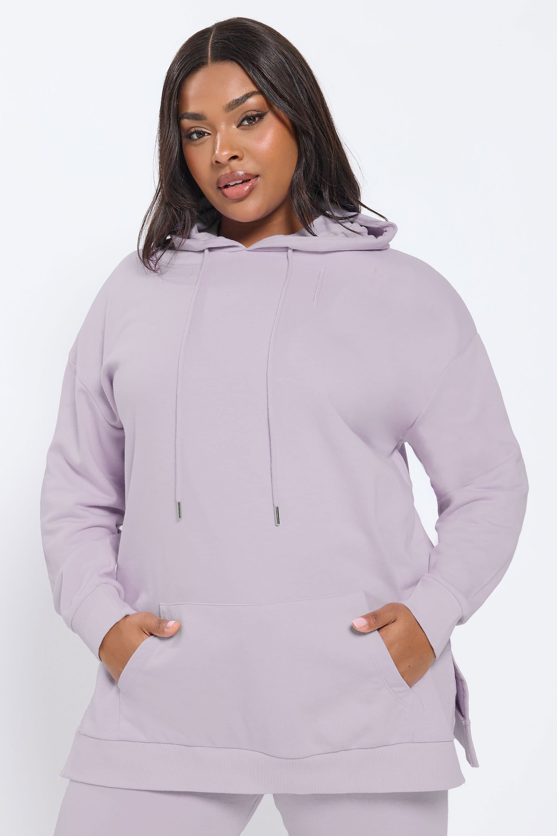 Yours Plus Size Light Purple Pocket Front Hoodie
