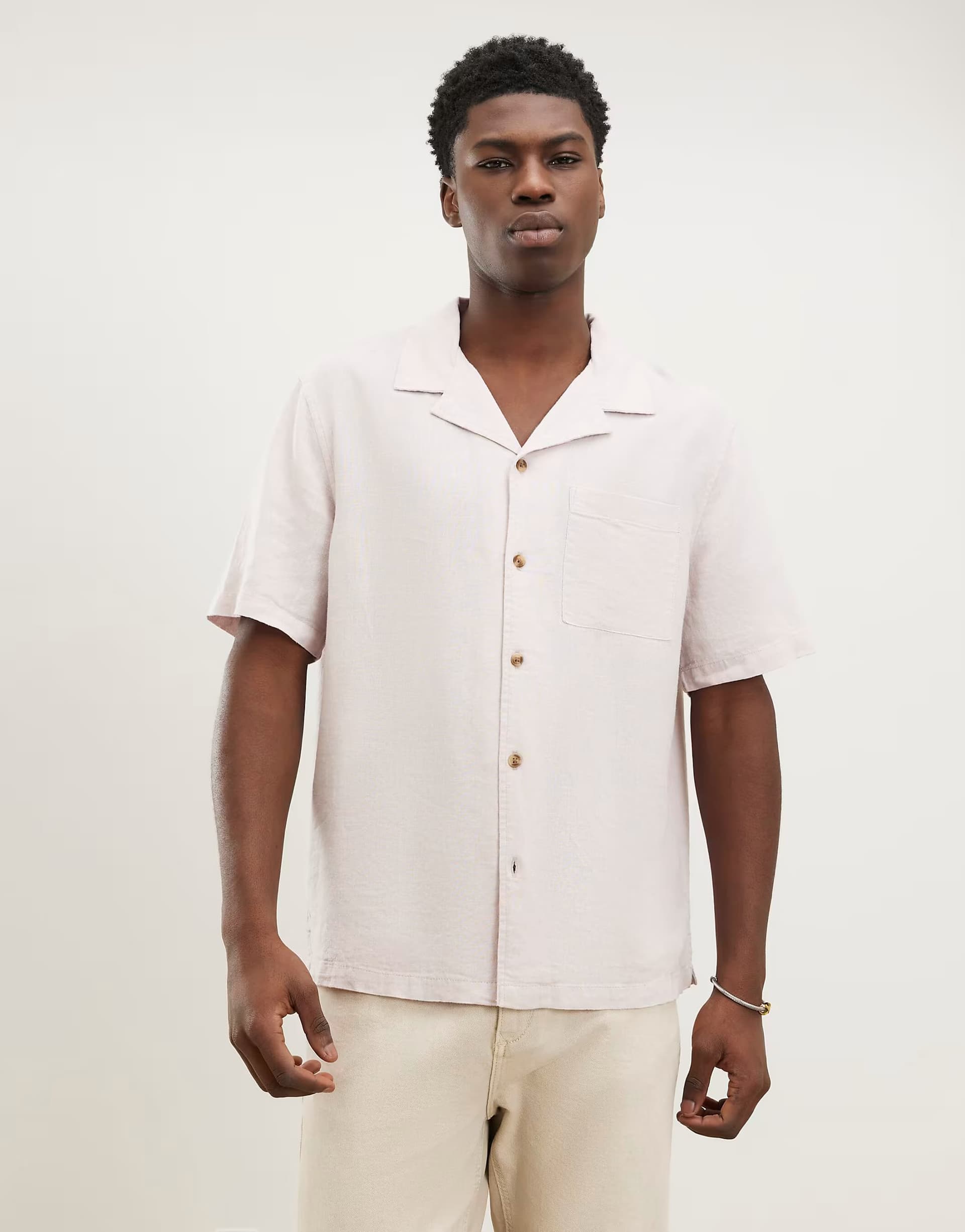 ASOS River Island Regular fit linen blend shirt in pink