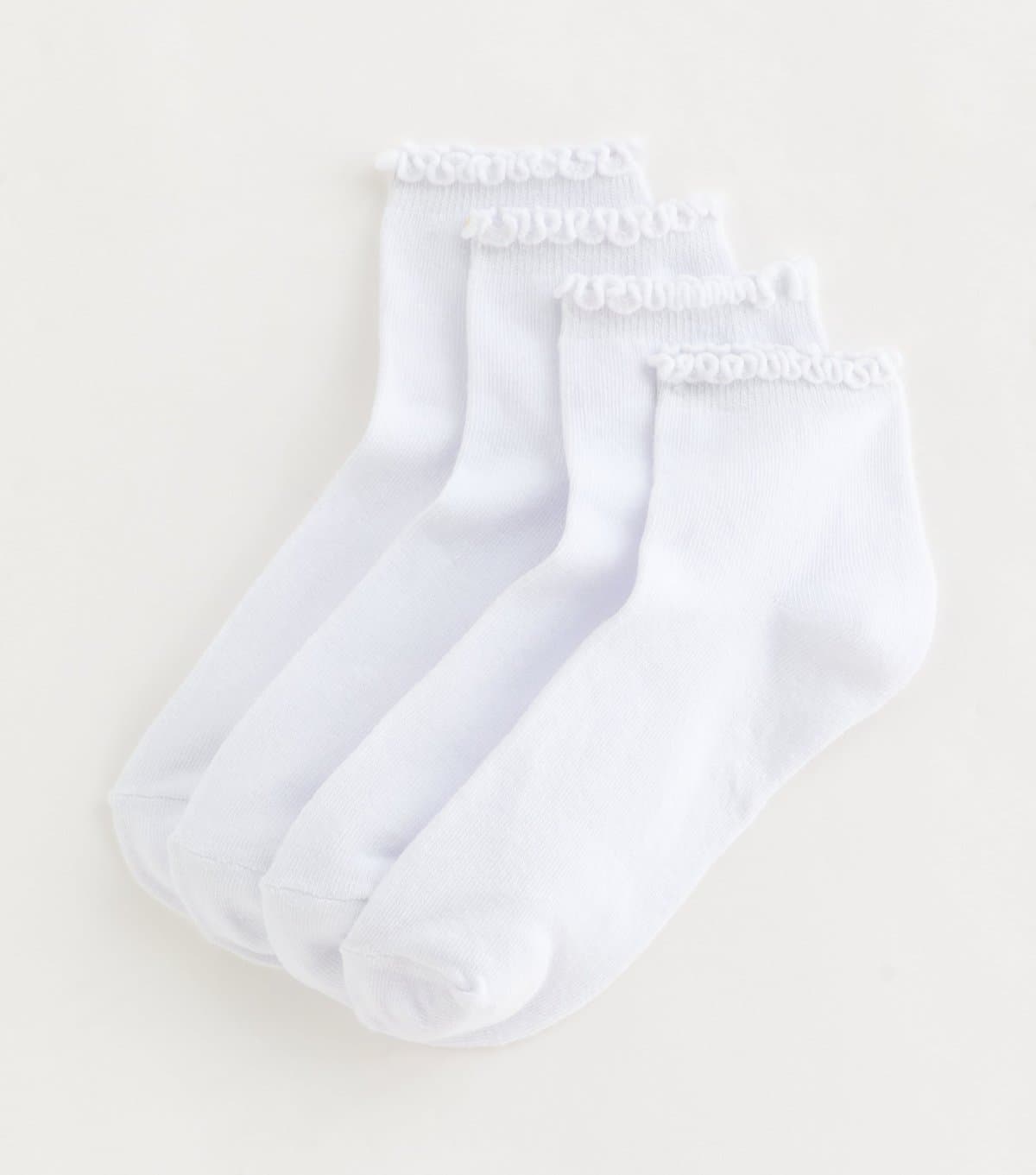 New Look New Look Pack of 4 White Frilly Trimmed Socks