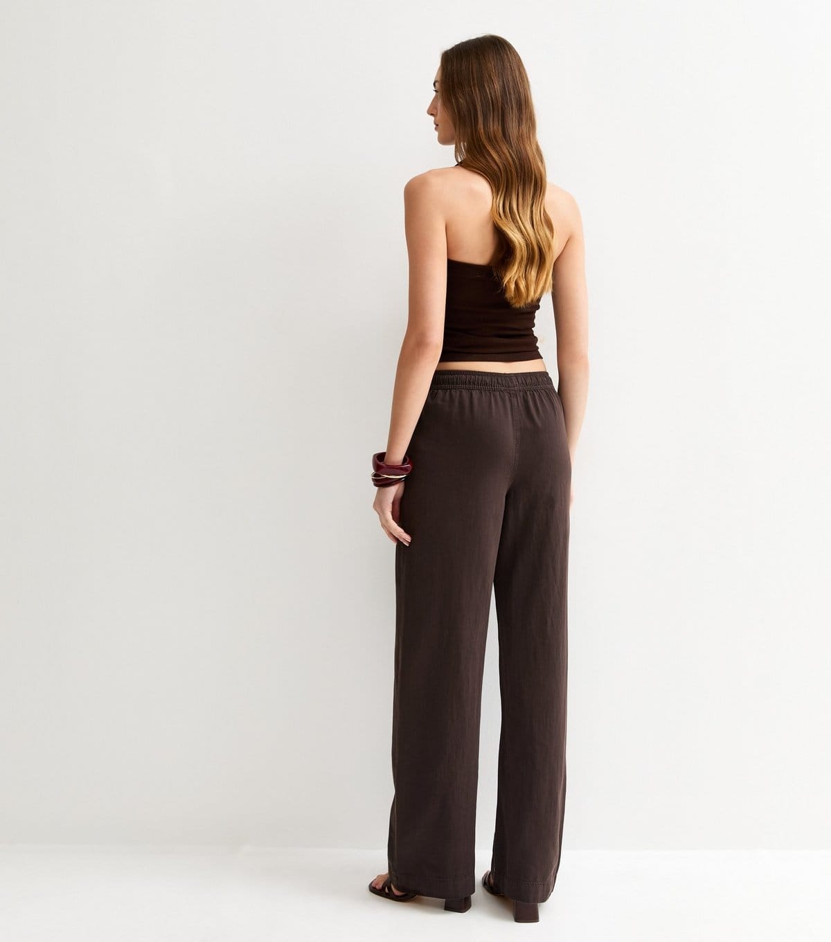 New Look Women's Tall Dark Brown Twill Cotton Wide Leg Trousers New Look - 4