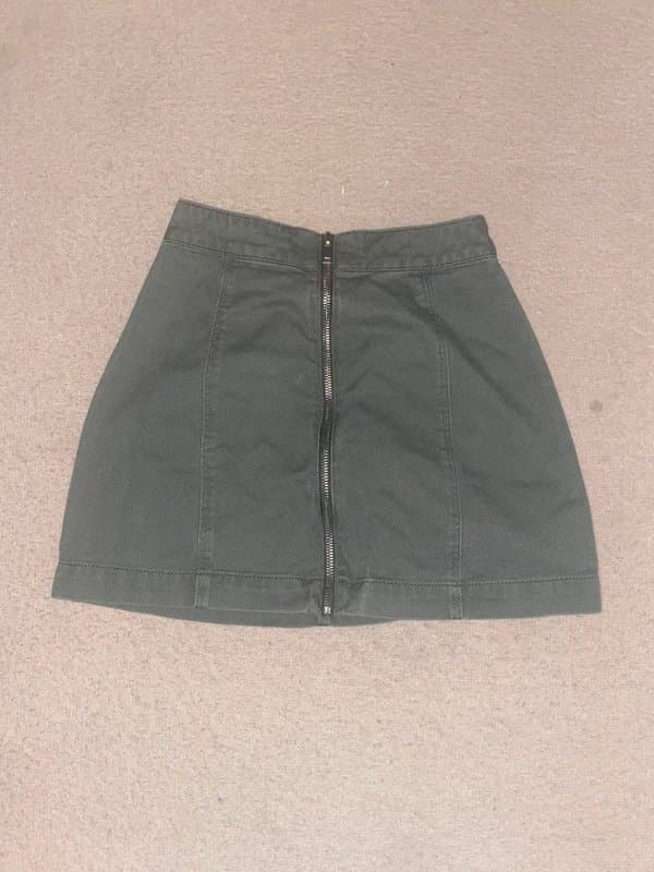 Vintage Vintage y2k khaki green cargo denim mini skirt with zip up detail