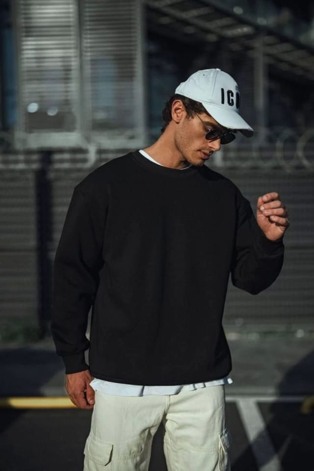 Janes Janes Men's Regular Fit Crew Neck Sweatshirt in Black - 3