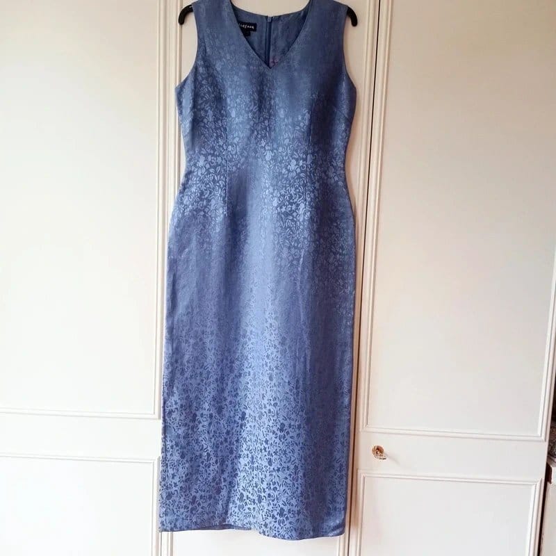 Monsoon Cornflower Blue Linen & Silk Long Dress