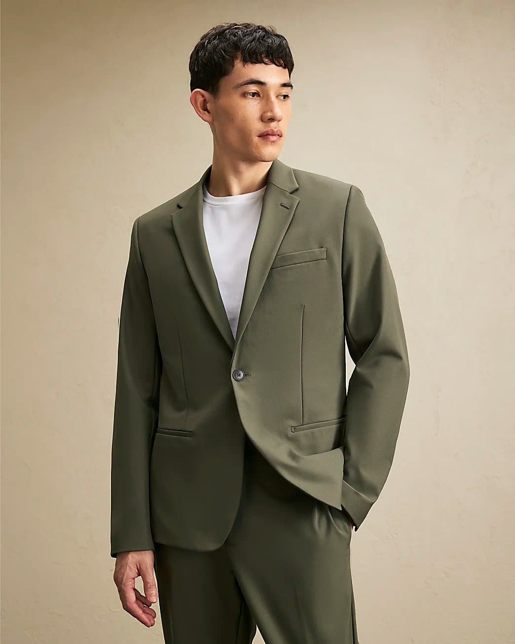 River Island Mens River Island Khaki Skinny Fit Comfort Stretch Suit Jacket