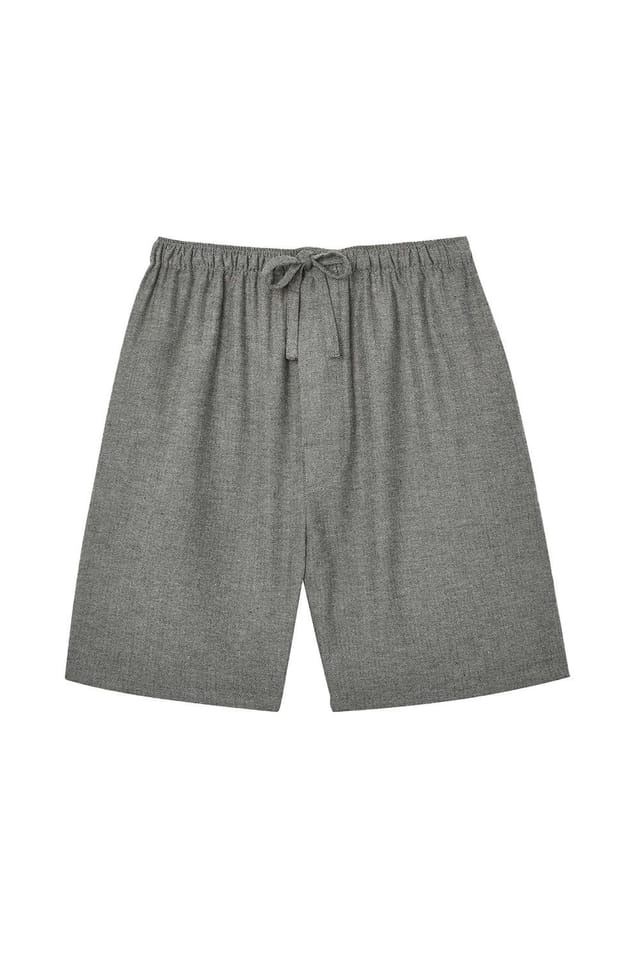 British Boxers British Boxers Men's 'Whitby Jet' Herringbone Brushed Cotton Sleep Shorts in Dark Grey - 2