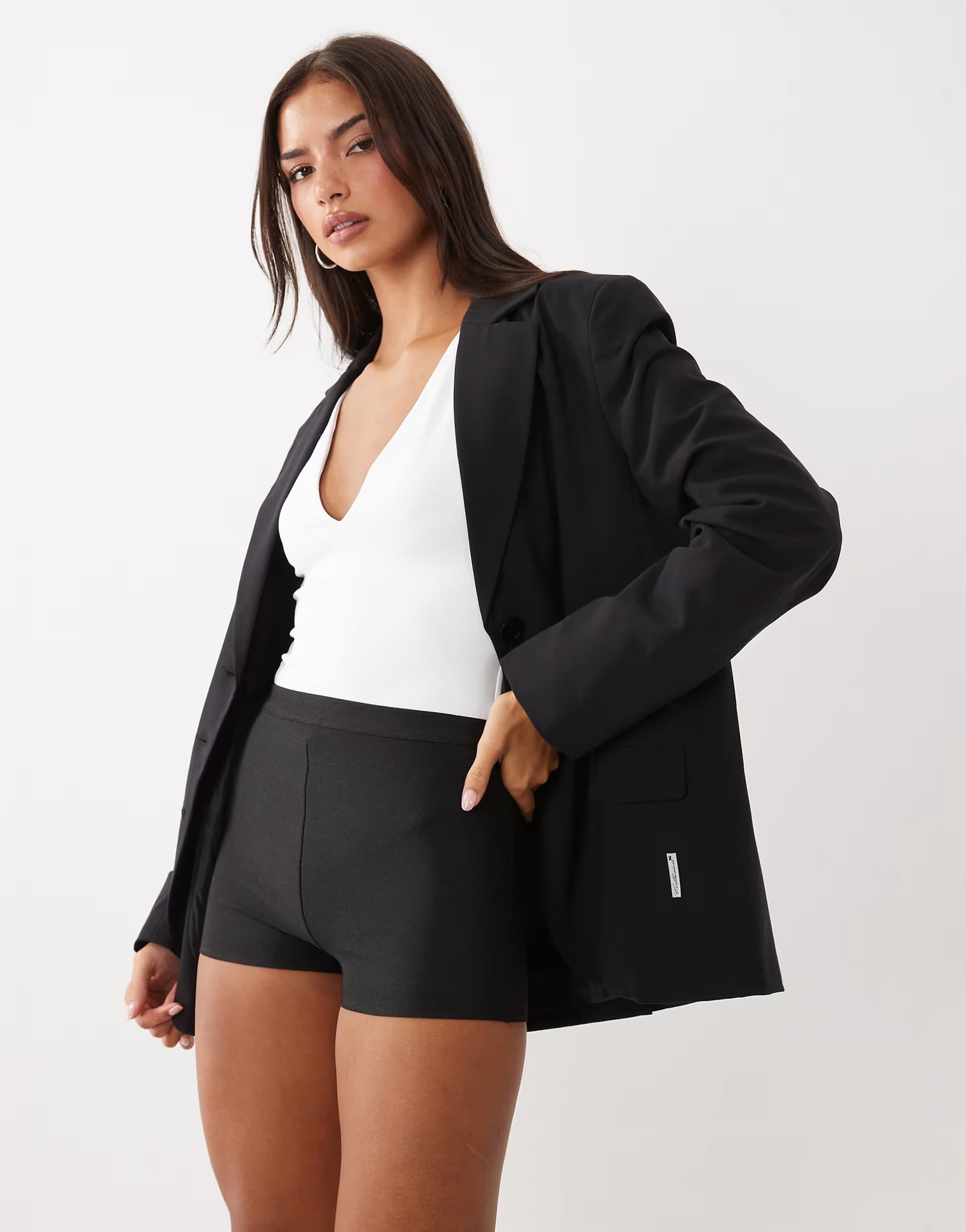ASOS ASOS DESIGN high waist bandage mini short in black
