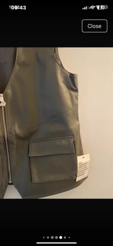 ASOS ASOS Design Grey Faux Leather Utility Waistcoat Gilet Jacket sz 8 Bnwt