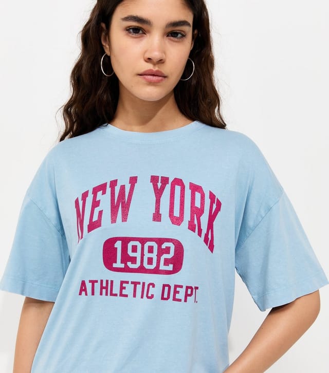 New Look Women's Blue Cotton New York Logo Oversized T-Shirt New Look - 2
